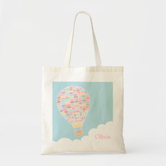 Trendy Hot Air Balloon Personalized Tote Bag (Front)