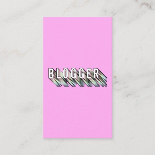 Trendy hot pink 3d typography blogger minimal business card