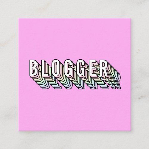 Trendy hot pink 3d typography blogger minimal square business card