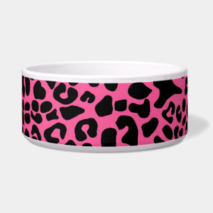 Trendy Hot Pink and Black Modern Leopard Print Bowl