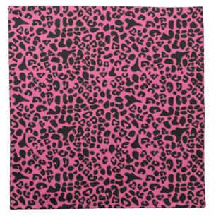 Trendy Hot Pink and Black Modern Leopard Print Napkin