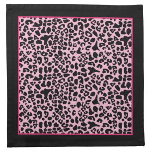 Trendy Hot Pink and Black Modern Leopard Print Napkin