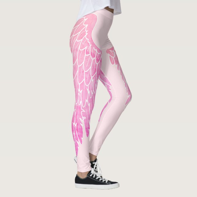 Trendy Hot Pink Angel Wings Leggings (Right)