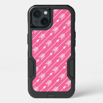 Trendy Hot Pink Arrows Pattern Iphone 13 Case by heartlockedcases at Zazzle