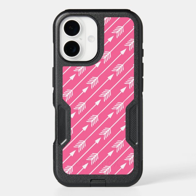 Trendy Hot Pink Arrows Pattern Otterbox iPhone Case (Back)