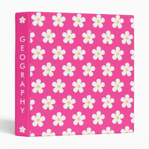 Trendy Hot Pink Daisy 3 Ring Binder