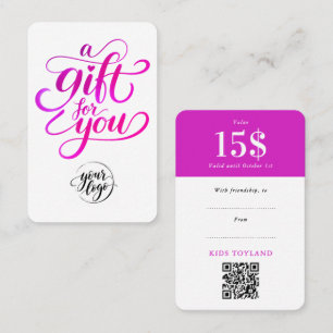 Trendy Hot Pink Discount Voucher QR Code Script Card