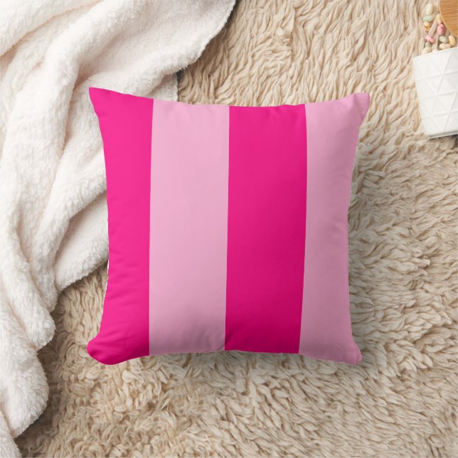 Trendy Hot Pink Geometric Stripe Throw Pillow (Blanket)