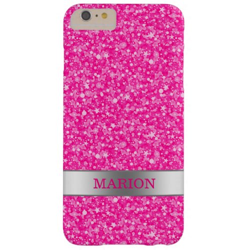 Trendy Hot Pink Glitter Pattern Barely There iPhone 6 Plus Case
