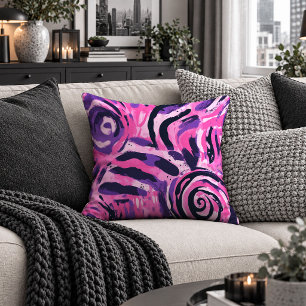 Trendy Hot Pink Leopard Zebra Throw Pillow Style