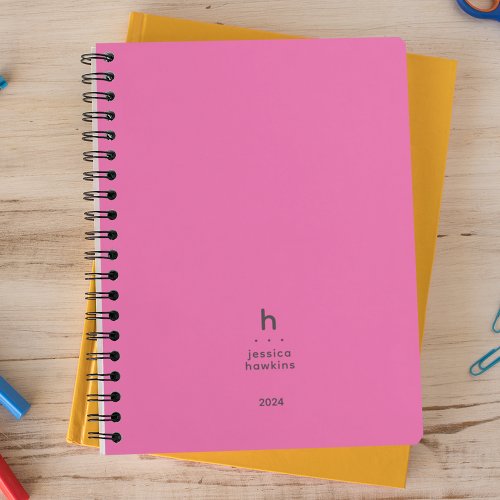 Trendy Hot Pink Modern Monogram Weekly Planner