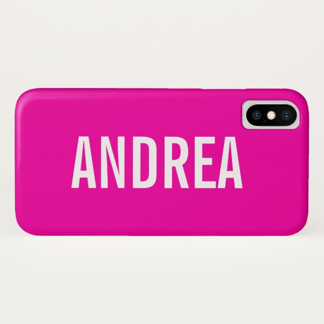 Trendy Hot Pink Modern Typography Personalized Case-Mate iPhone Case (Back (Horizontal))