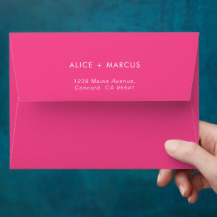 Trendy Hot Pink & Orange Heart Pattern Wedding Envelope