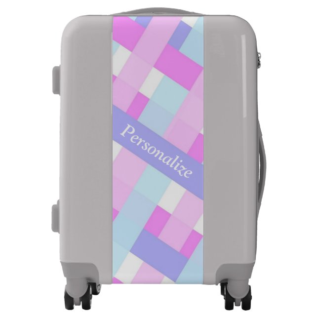 Trendy Hot Pink Purple Blue Stripe Pattern Luggage (Front)