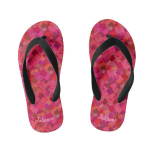 Trendy Hot Pink Retro Pattern Flip Flops