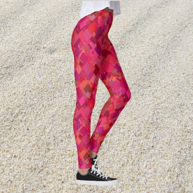 Trendy Hot Pink Retro Pattern Leggings (Creator Uploaded)