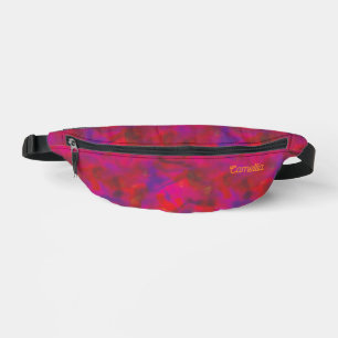 Trendy Hot Pink Violet Tie Dye Pattern Name Custom Fanny Pack