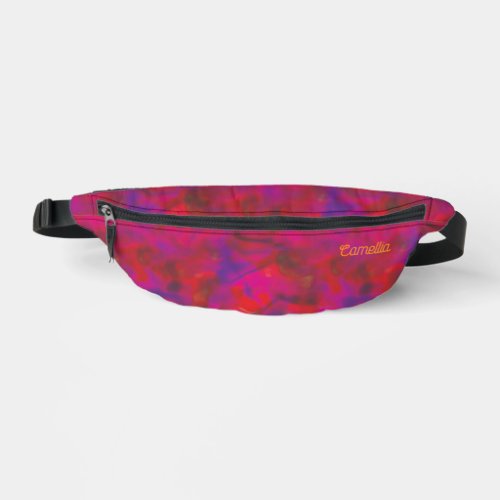 Trendy Hot Pink Violet Tie Dye Pattern Name Custom Fanny Pack