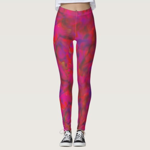 Trendy Hot Pink Violet Tie Dye Pattern Printed Leggings