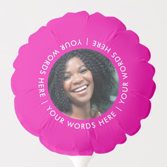 Trendy Hot Pink Website Scannable QR Code Photo  Balloon (Back)
