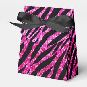 Trendy Hot Pink Zebra Print Glitz Glitter Sparkles Favor Boxes