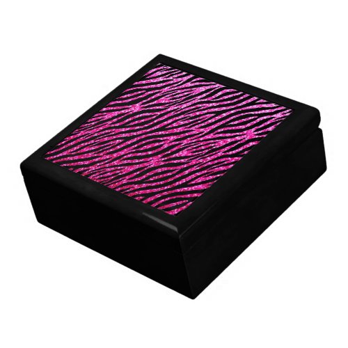 Trendy Hot Pink Zebra Print Glitz Glitter Sparkles Gift Box