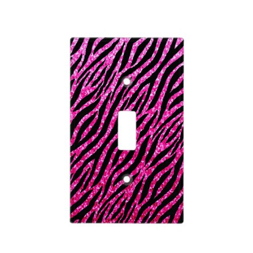 Trendy Hot Pink Zebra Print Glitz Glitter Sparkles Light Switch Cover