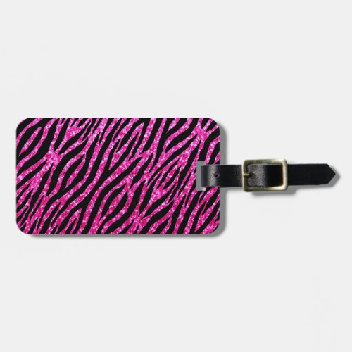 Trendy Hot Pink Zebra Print Glitz Glitter Sparkles Luggage Tag