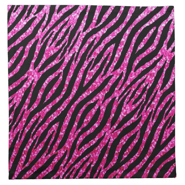 Trendy Hot Pink Zebra Print Glitz Glitter Sparkles Napkin (Front)