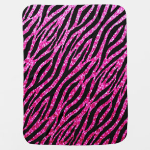 Trendy Hot Pink Zebra Print Glitz Glitter Sparkles Swaddle Blanket