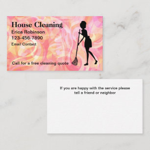 Trendy House Cleaning Maid Business Cards