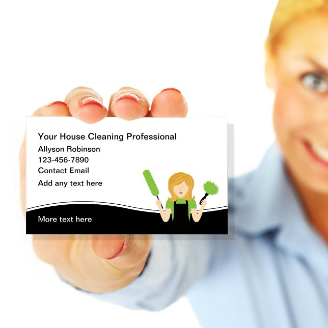 Trendy House Cleaning Maid Service  Business Card (Creator Uploaded)