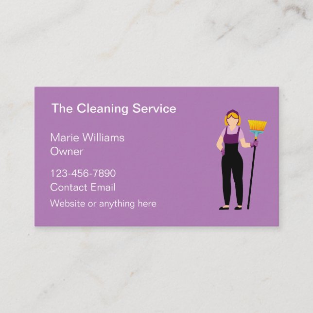 Trendy House Cleaning Service Business Card Design (Front)