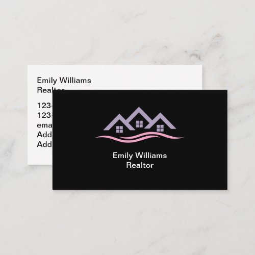 Trendy House Symbol Real Estate Business Cards