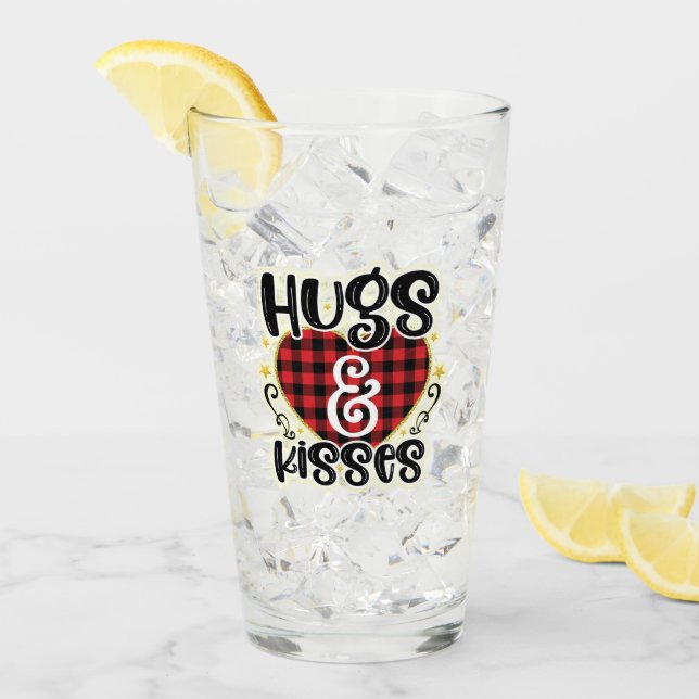 Trendy Hugs And Kisses Valentines Day Glass (Front Ice)
