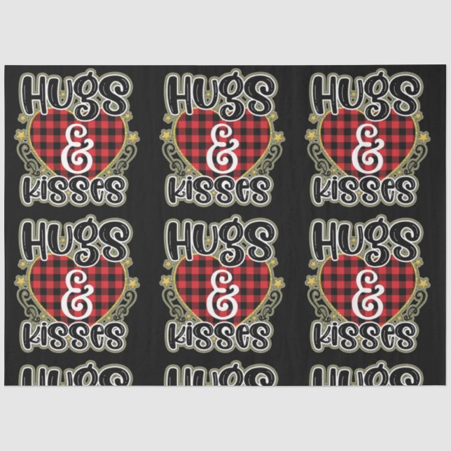 Trendy Hugs And Kisses Valentines Day Tissue Paper (Front)