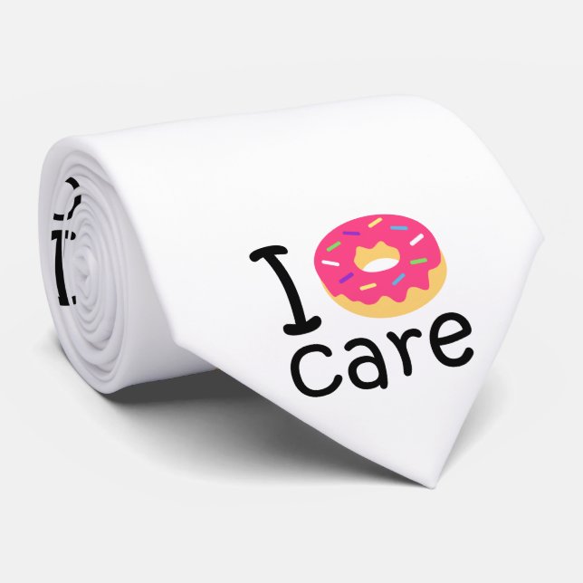 Trendy I Donut Care funny phrase quote emoji Tie (Rolled)