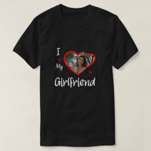 Trendy I Love My Girlfriend Heart Custom Photo T-Shirt