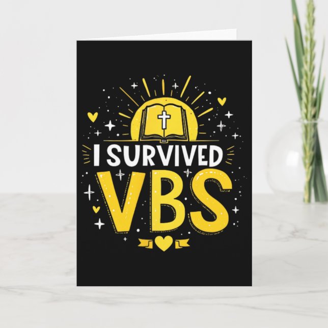 Trendy I Survived Vbs Vacation Bible School  Card (Front)