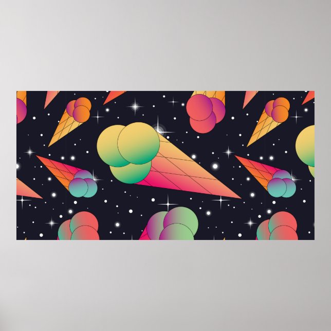 Trendy ice cream seamless pattern. Ice cream cones Poster (Front)