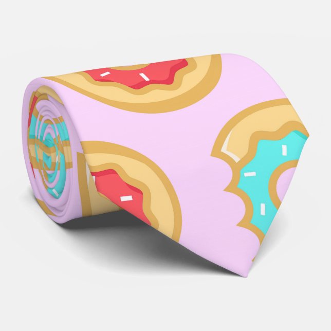 Trendy Iced Donuts Pattern Neck Tie (Rolled)