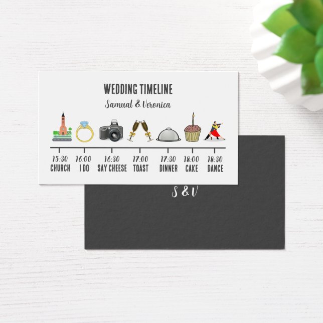 Trendy Icon Wedding Timeline Card (Desk)