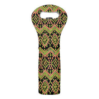 Trendy Ikat Colorful Ethnic Pattern on Black Wine Bag