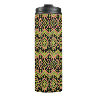 Trendy Ikat Ethnic Pattern on Black to Customize Thermal Tumbler