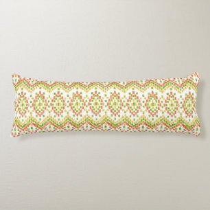 Trendy Ikat Ethnic Pattern on White to Customize Body Pillow