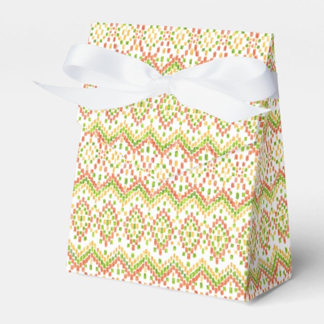 Trendy Ikat Pattern on White to Customize Favor Boxes (Front Side)