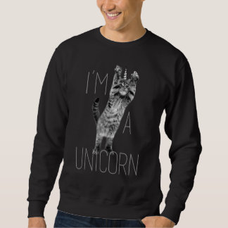 Trendy I'm A Unicorn Jumping Cat Humor Sweatshirt