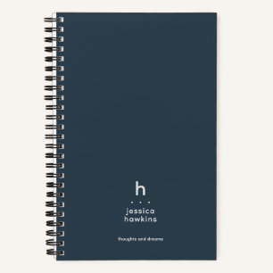 Trendy Indigo Navy Blue Modern Monogram Notebook
