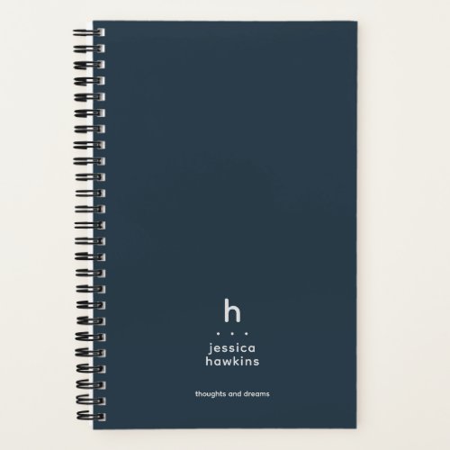 Trendy Indigo Navy Blue Modern Monogram Notebook