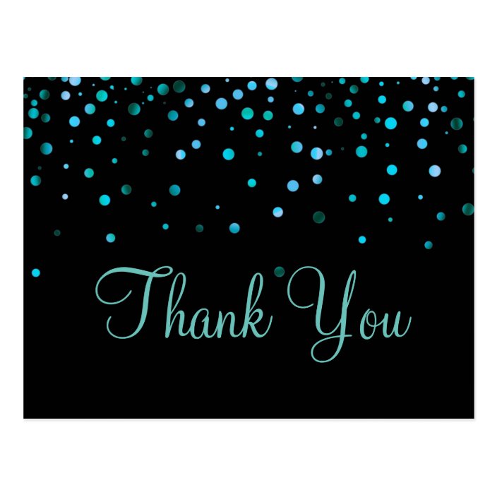 Trendy Inexpensiv Blue Glitter Black Thank You Postcard | Zazzle.com